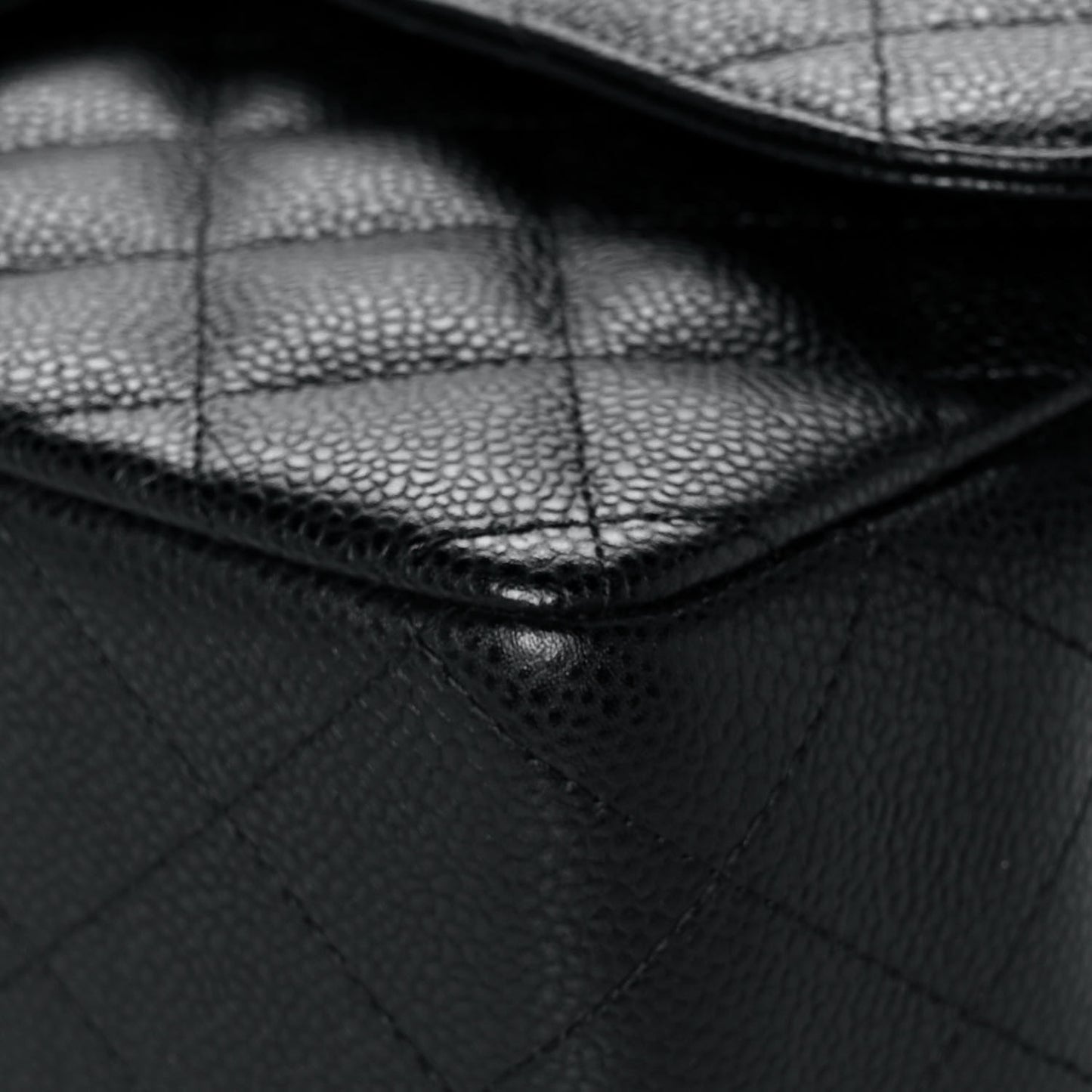 Caviar Quilted Jumbo Double Flap Black