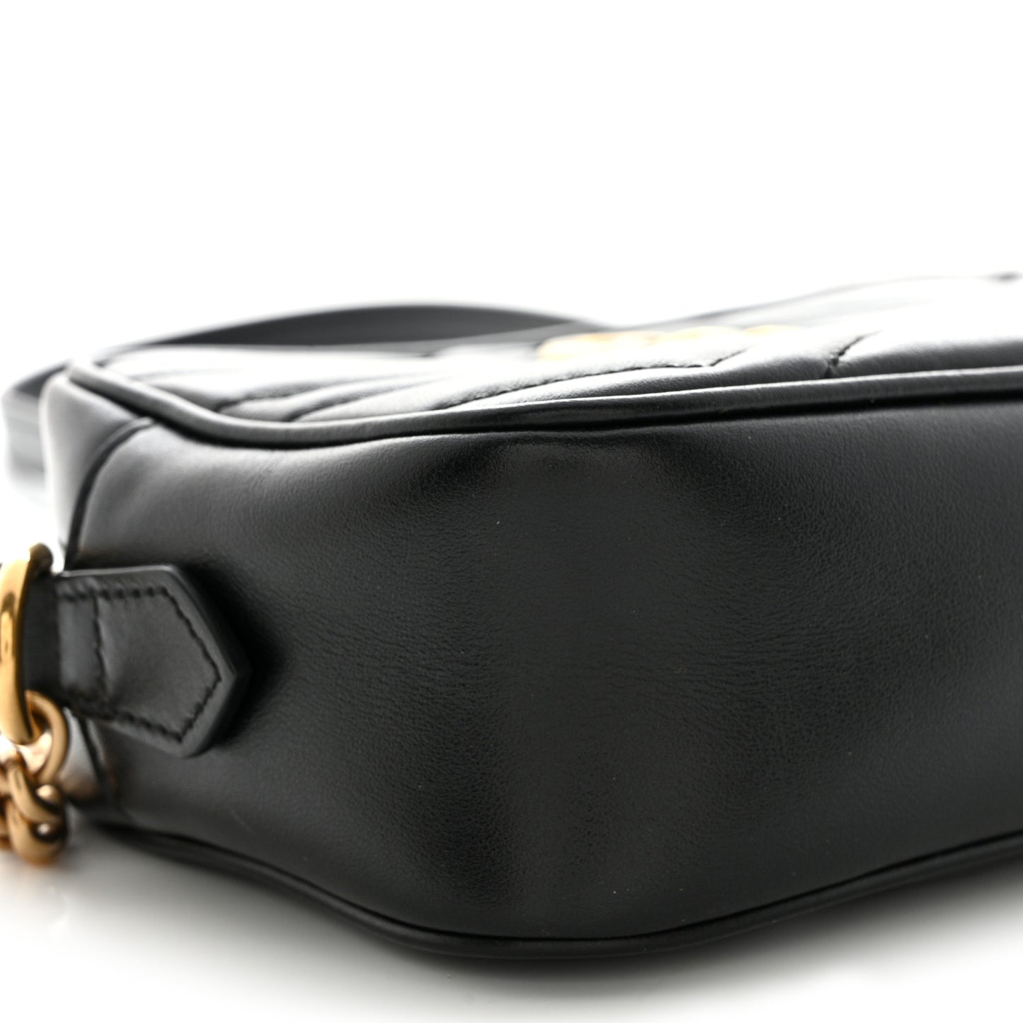 Calfskin Matelasse Mini GG Marmont Chain Shoulder Bag Black