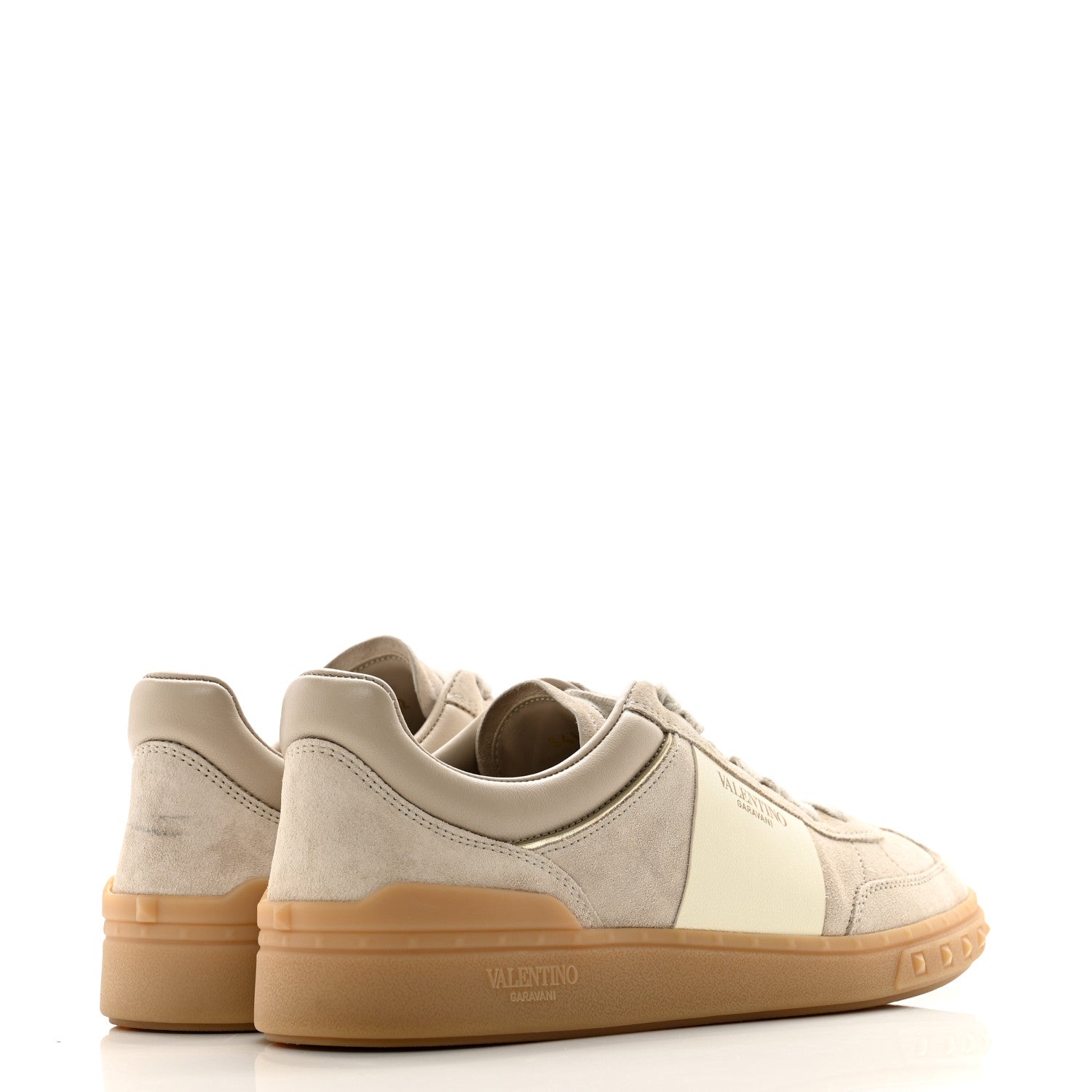 Valentino Garavani Suede Calfskin Womens Upvillage Low Top Sneakers 38 Beige Ivory 4 of 10