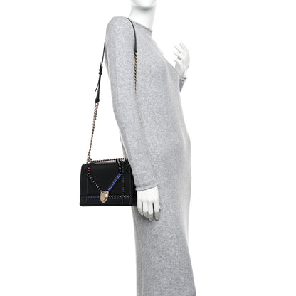 Christian Dior Calfskin Crystal Embroidered Medium Diorama Flap Bag Black 2 of 12