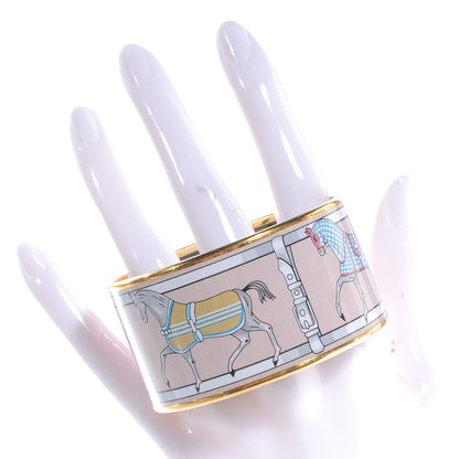 Hermes Enamel Printed Tenues Et Couvertures Extra Wide Bracelet 65 Pink 2 of 5