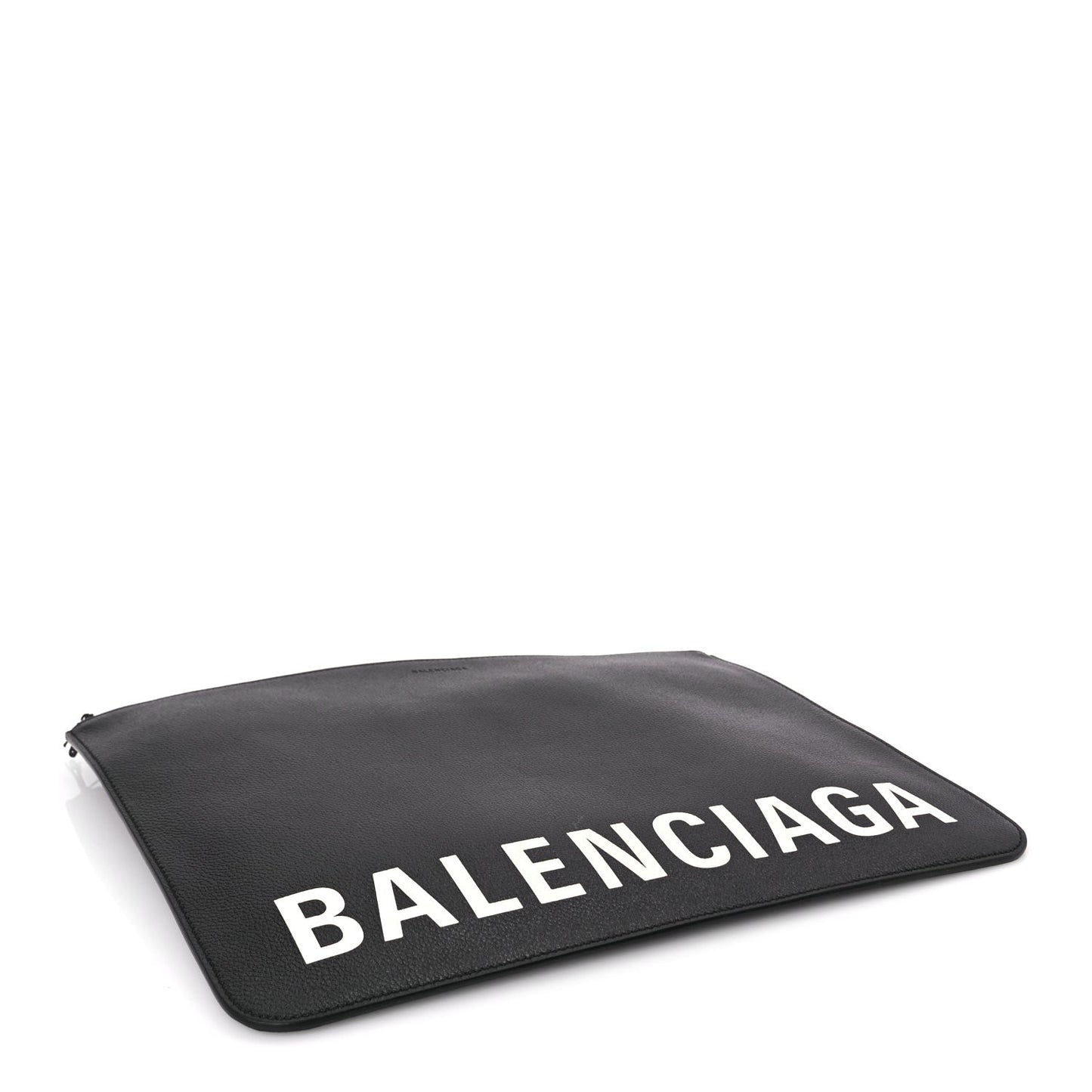 Large Calfskin Cash Pouch With Handle Black