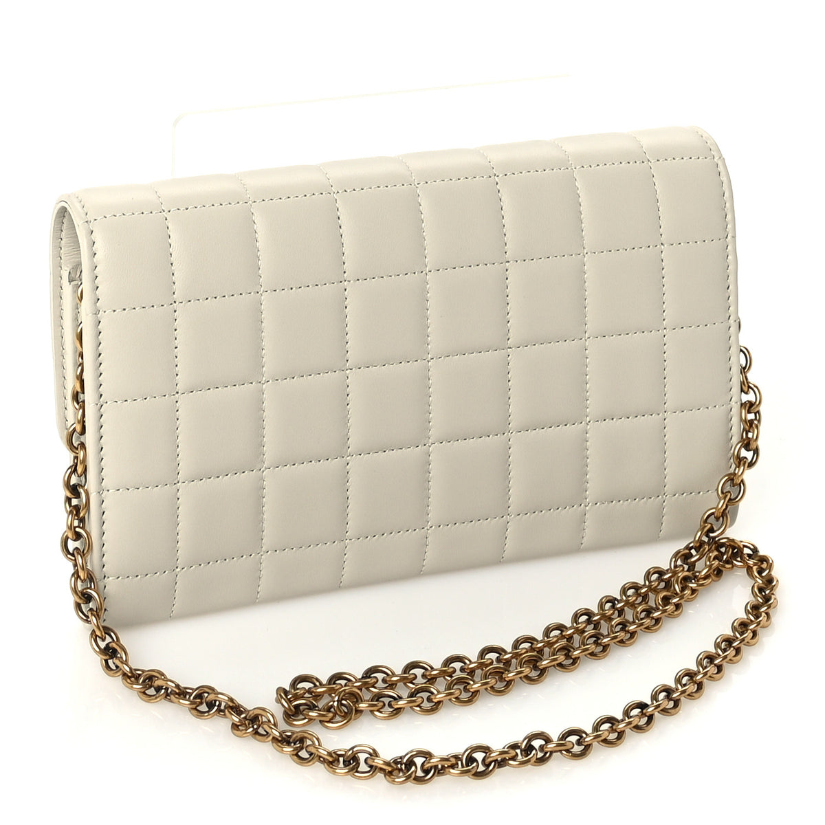 Lambskin Carre Quilted Le Maillon Wallet On Chain Crema Soft