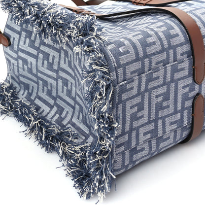 Fendi Denim Vitello King F is  FF Embroidered Summer Tote Myrtle Dark Nut 7 of 8
