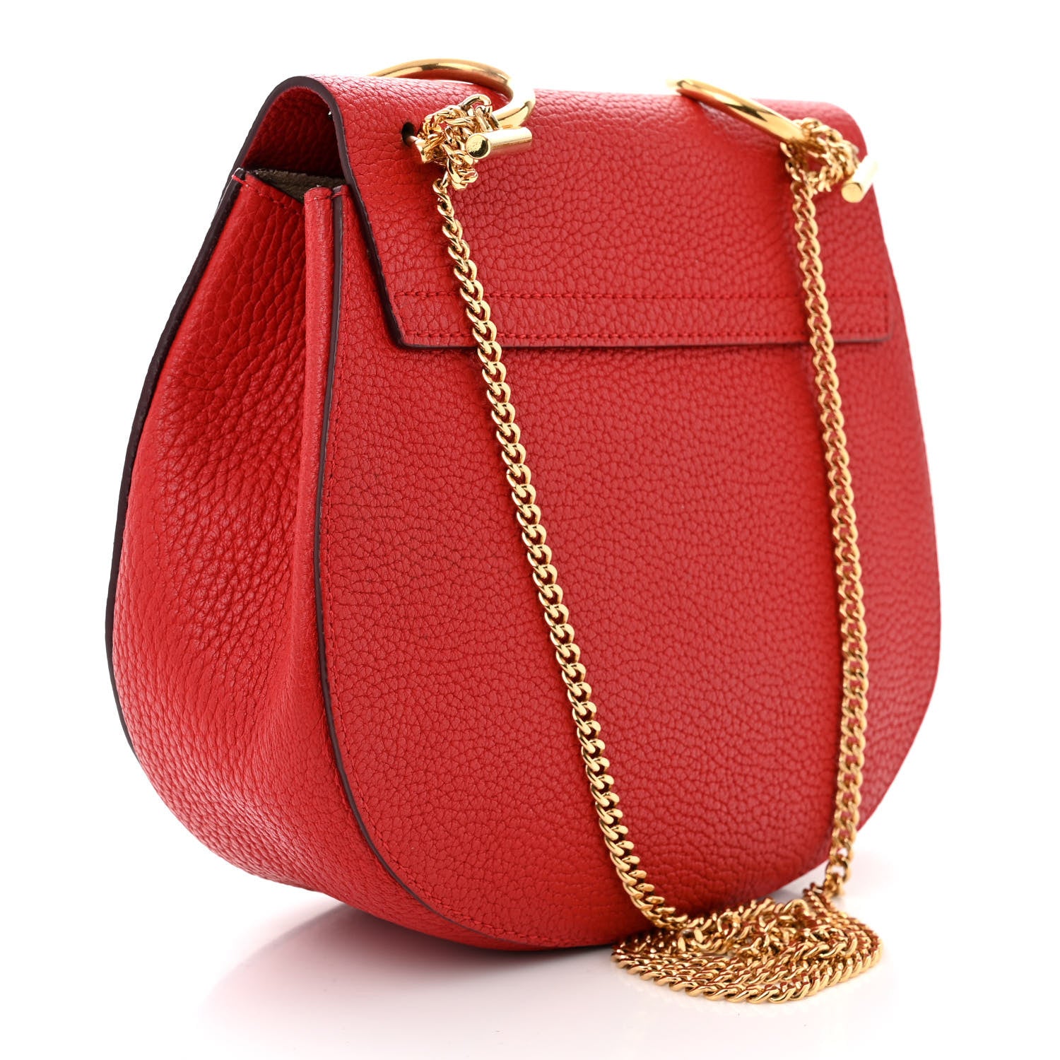 Chloe Grained Lambskin Drew Shoulder Bag Plaid Red 3 of 9