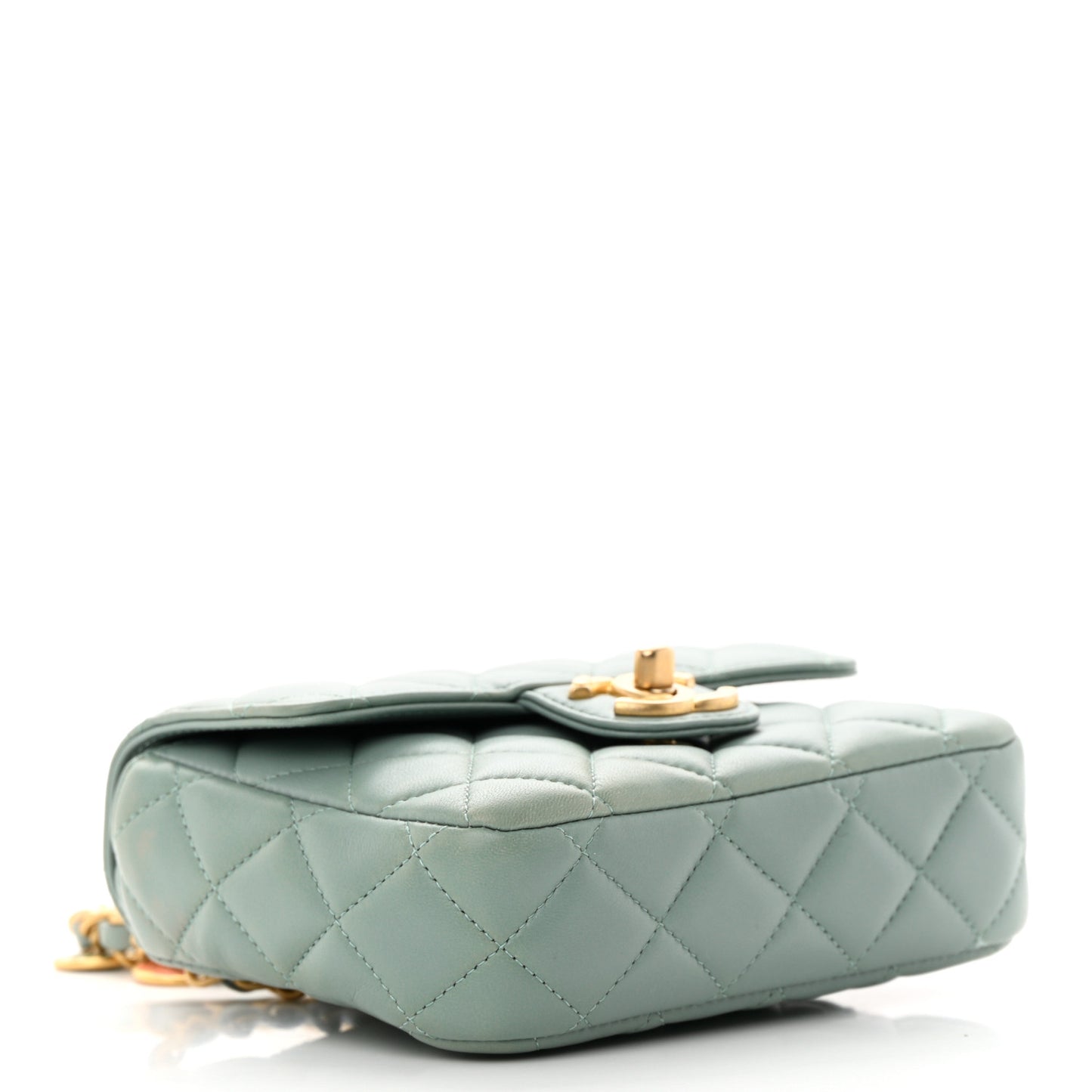 Lambskin Quilted Casino Chips Mini Square Flap Grey