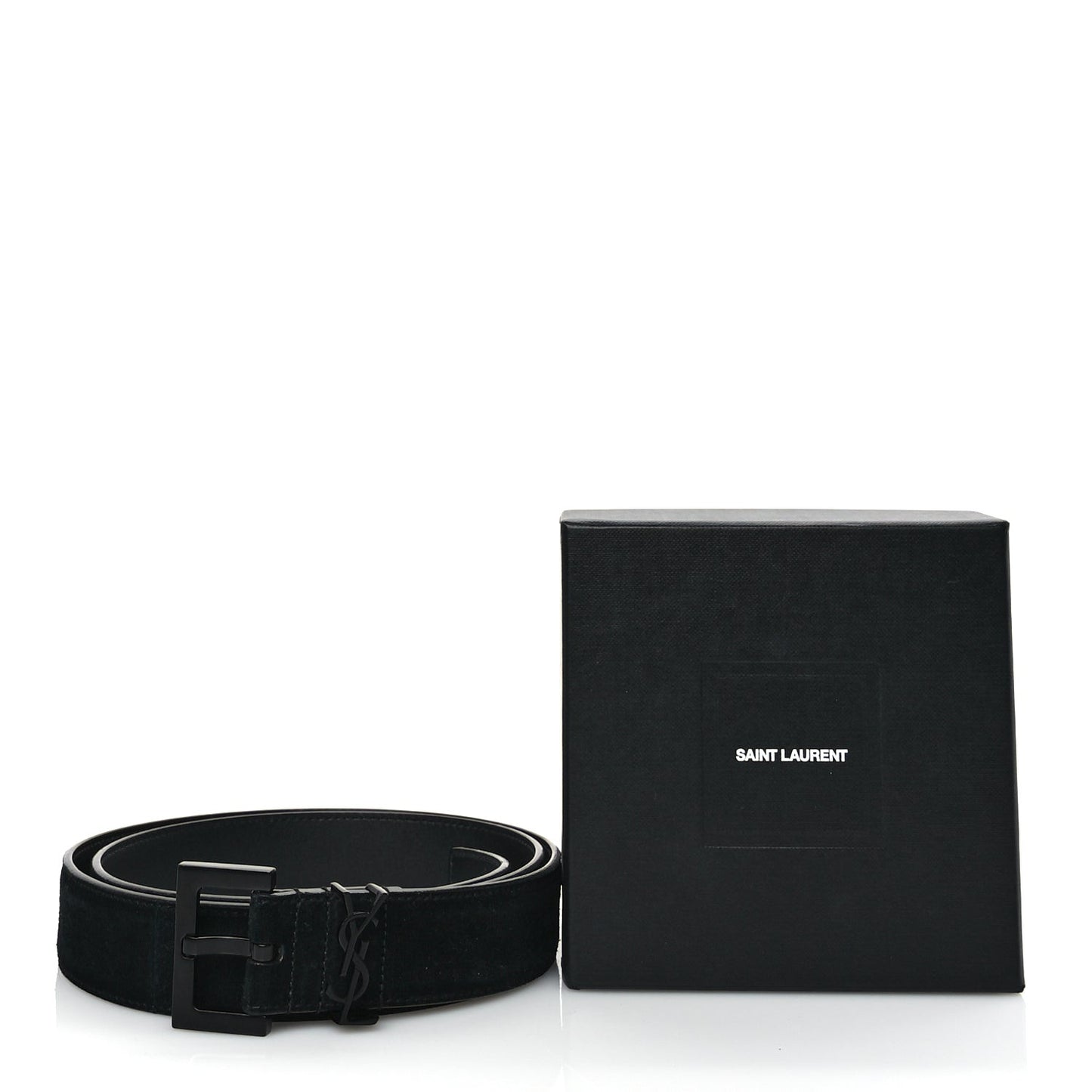 Suede Calfskin Monogram Square Buckle Belt 90 36 Black