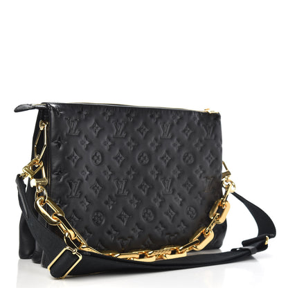 Louis Vuitton Lambskin Embossed Monogram Coussin MM Black 4 of 11