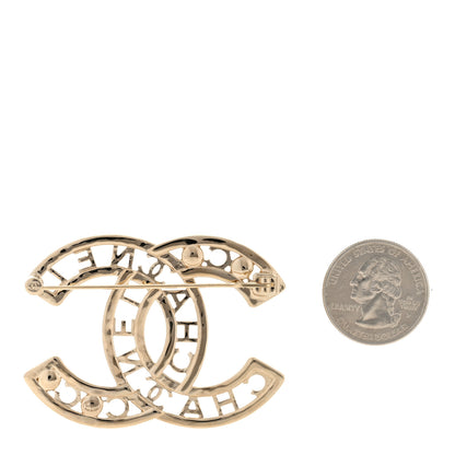 Chanel Crystal Pearl Coco CC Logo Brooch Gold 2 of 3