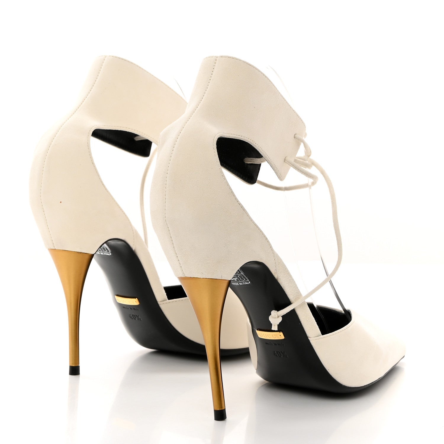 Gucci Soft Nappa Priscilla Ankle Cuff Pumps 40.5 White 4 of 7