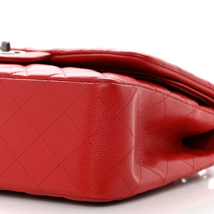 Chanel Caviar Quilted Jumbo Double Flap Red 10 of 12