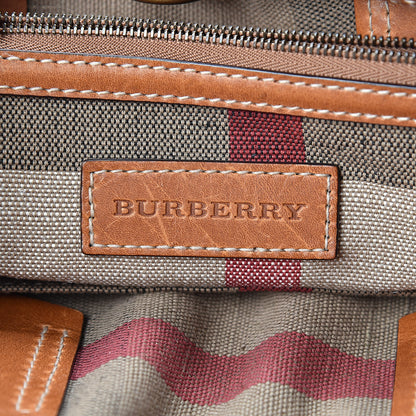Burberry Canvas Mega Check Medium Tottenham Brit Tote Saddle Brown 6 of 16