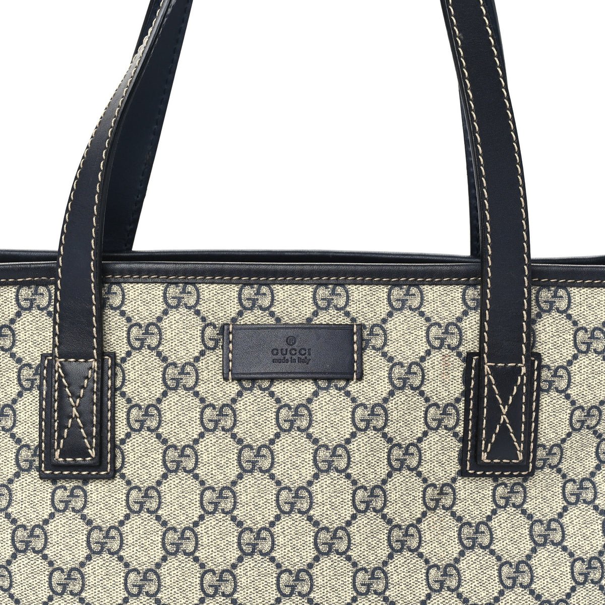GG Supreme Monogram Medium Zippered Shopping Tote Navy