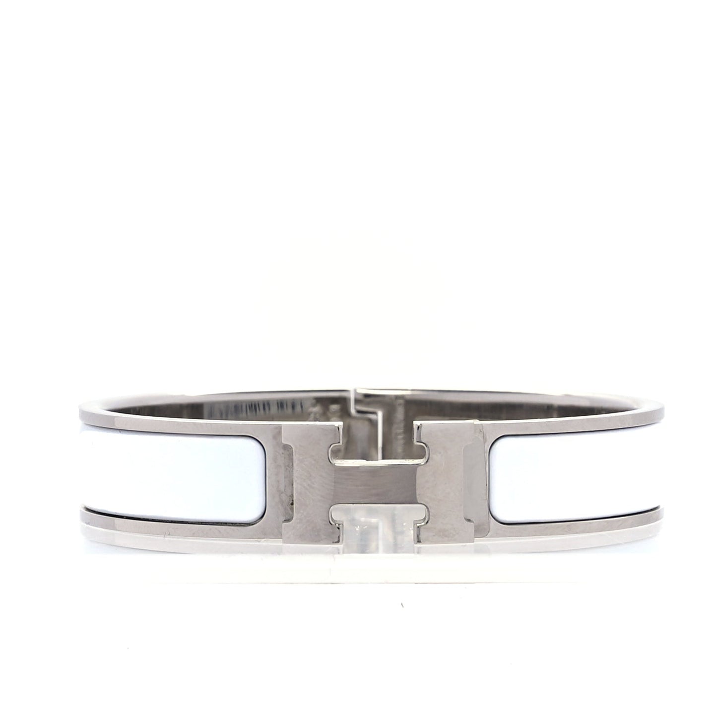 Enamel Narrow Clic Clac H Bracelet PM  White