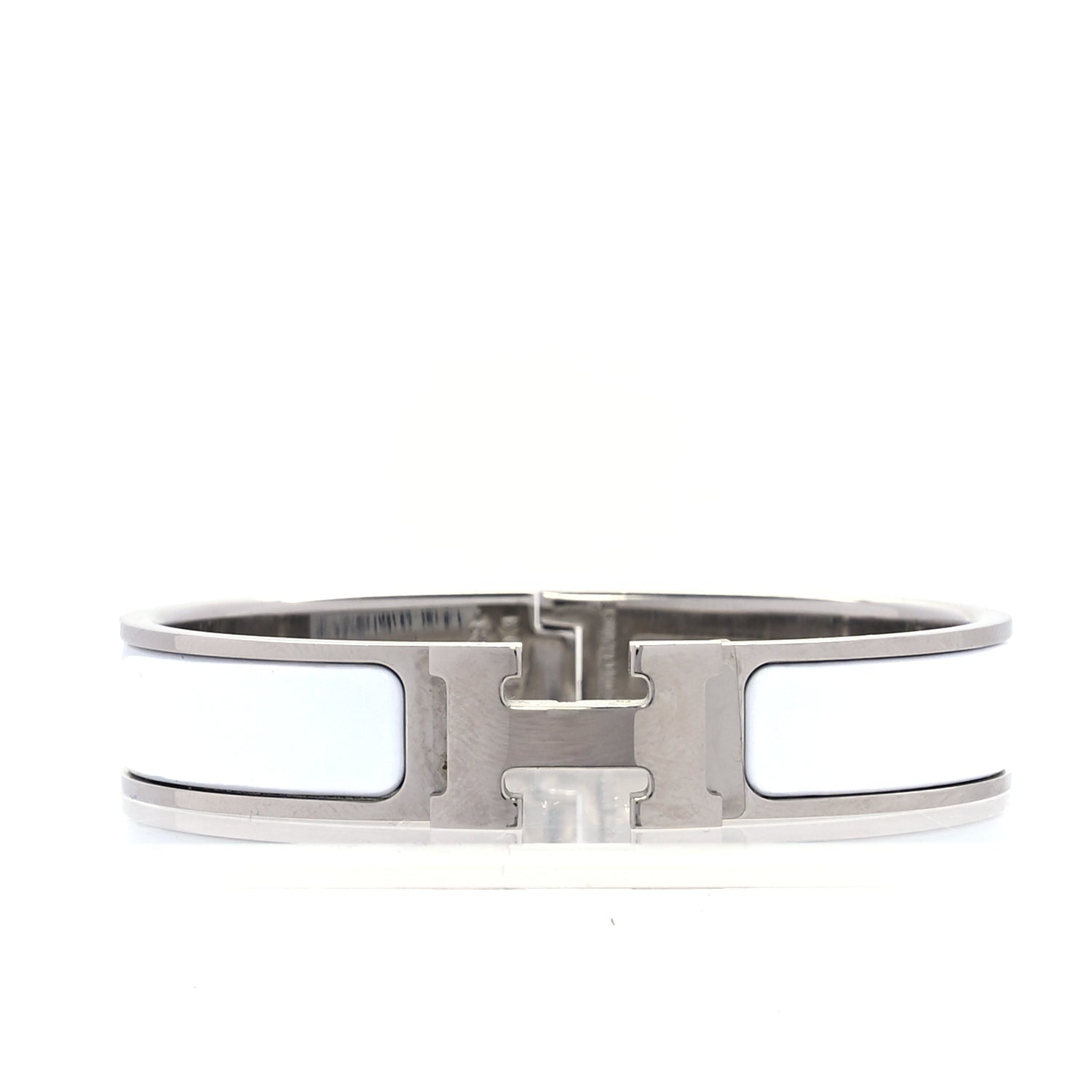 Hermes Enamel Narrow Clic Clac H Bracelet PM  White 1 of 4