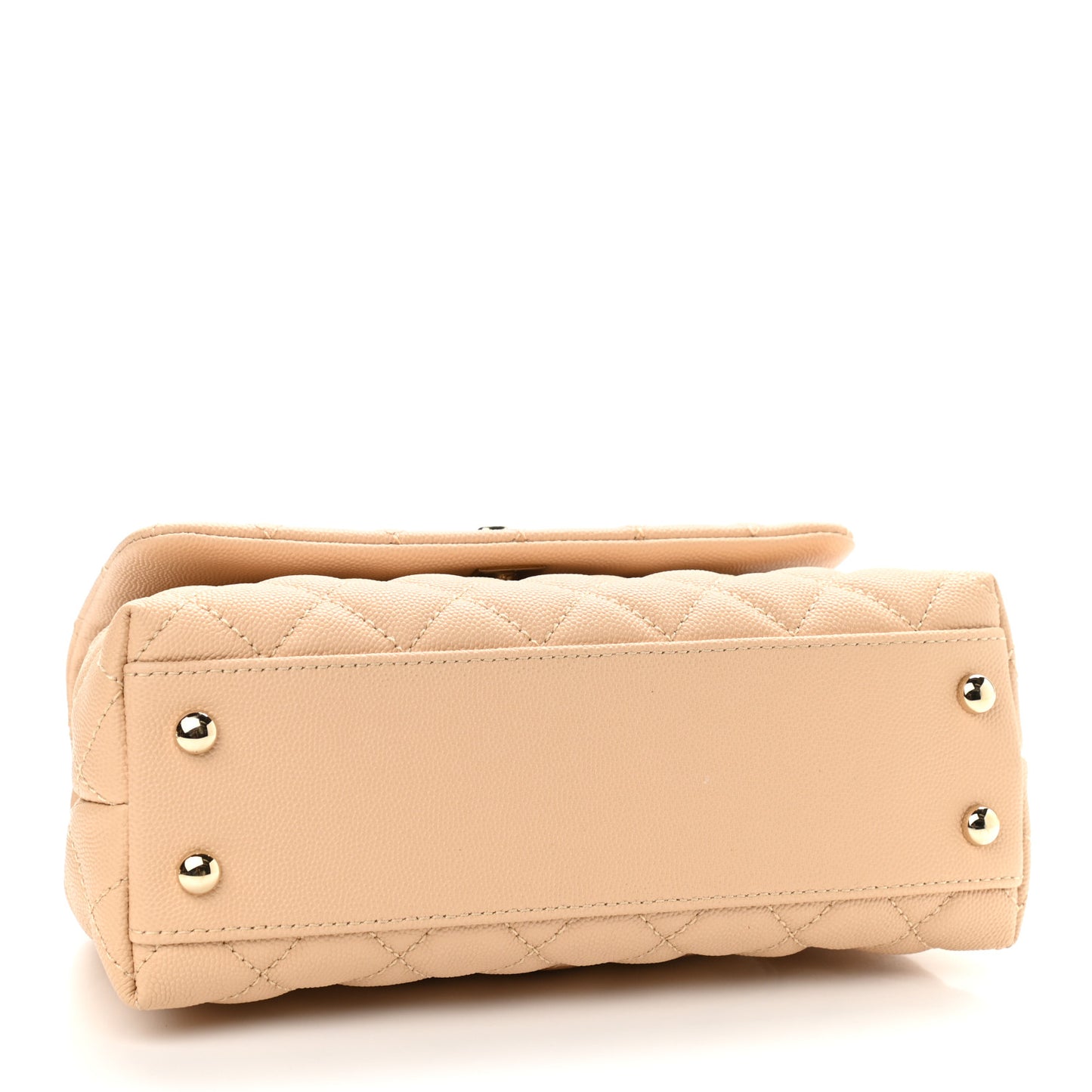 Caviar Lizard Embossed Quilted Mini Coco Handle Flap Beige