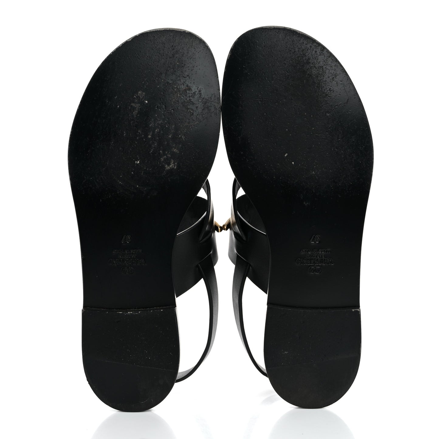 Calfskin VLogo Gate Sandals 37 Black