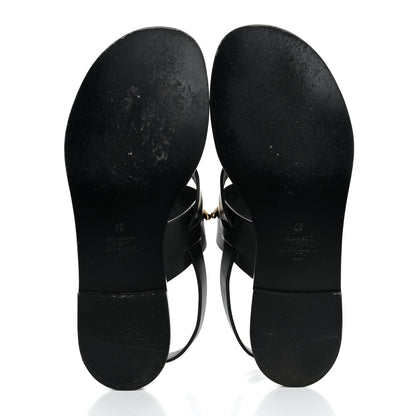 Valentino Garavani Calfskin VLogo Gate Sandals 37 Black 6 of 10