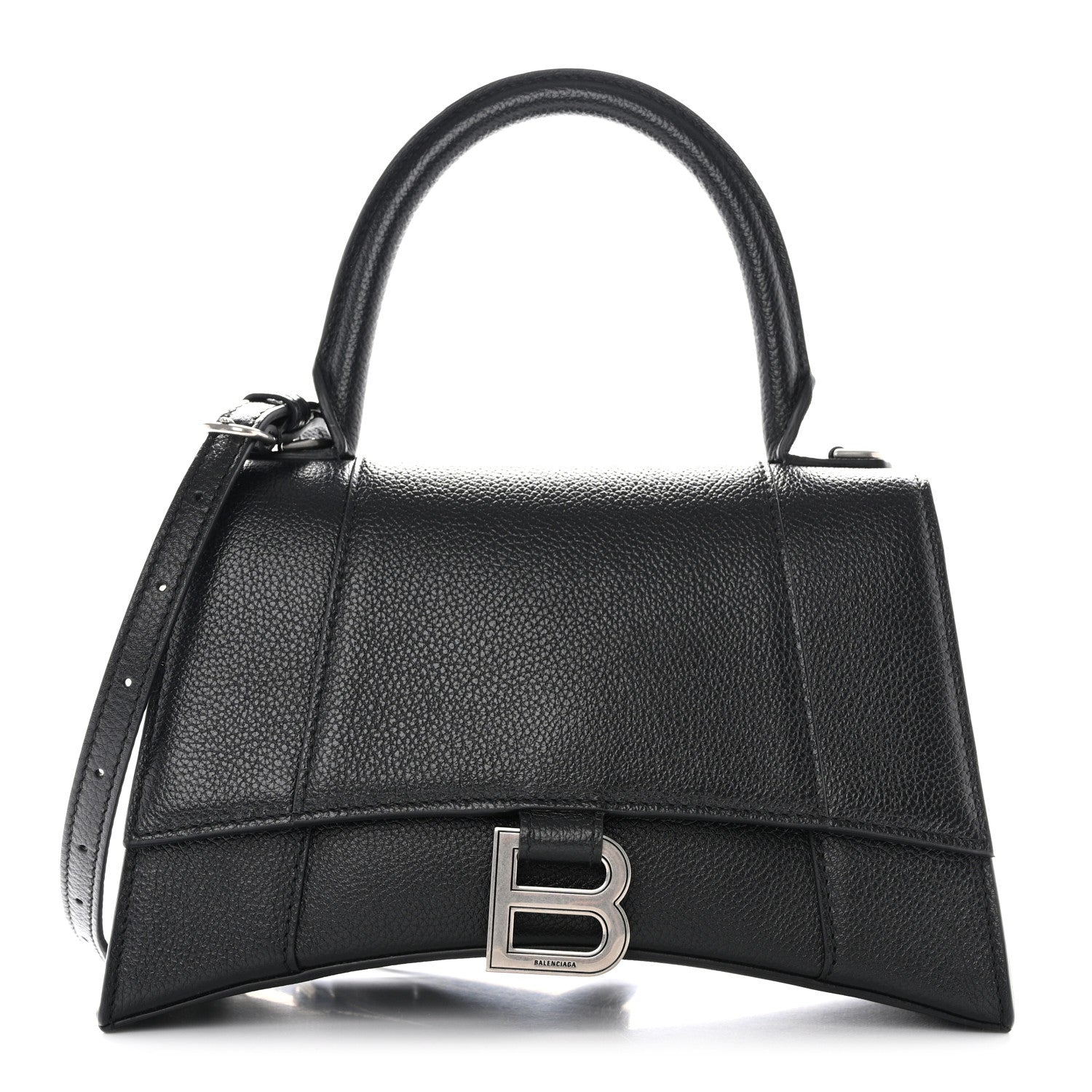 Balenciaga Grained Calfskin Small Hourglass Top Handle Bag Black 1 of 10