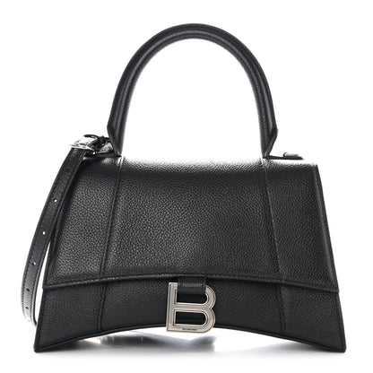 Balenciaga Grained Calfskin Small Hourglass Top Handle Bag Black 1 of 10