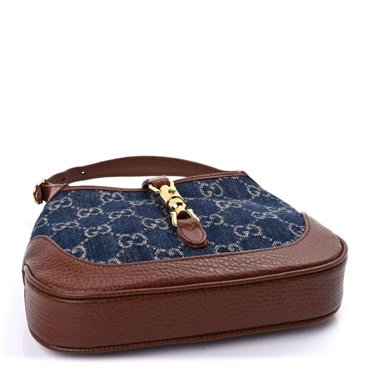 New Denim GG Monogram Calfskin Mini Jackie 1961 Hobo Blue Tea Cuir