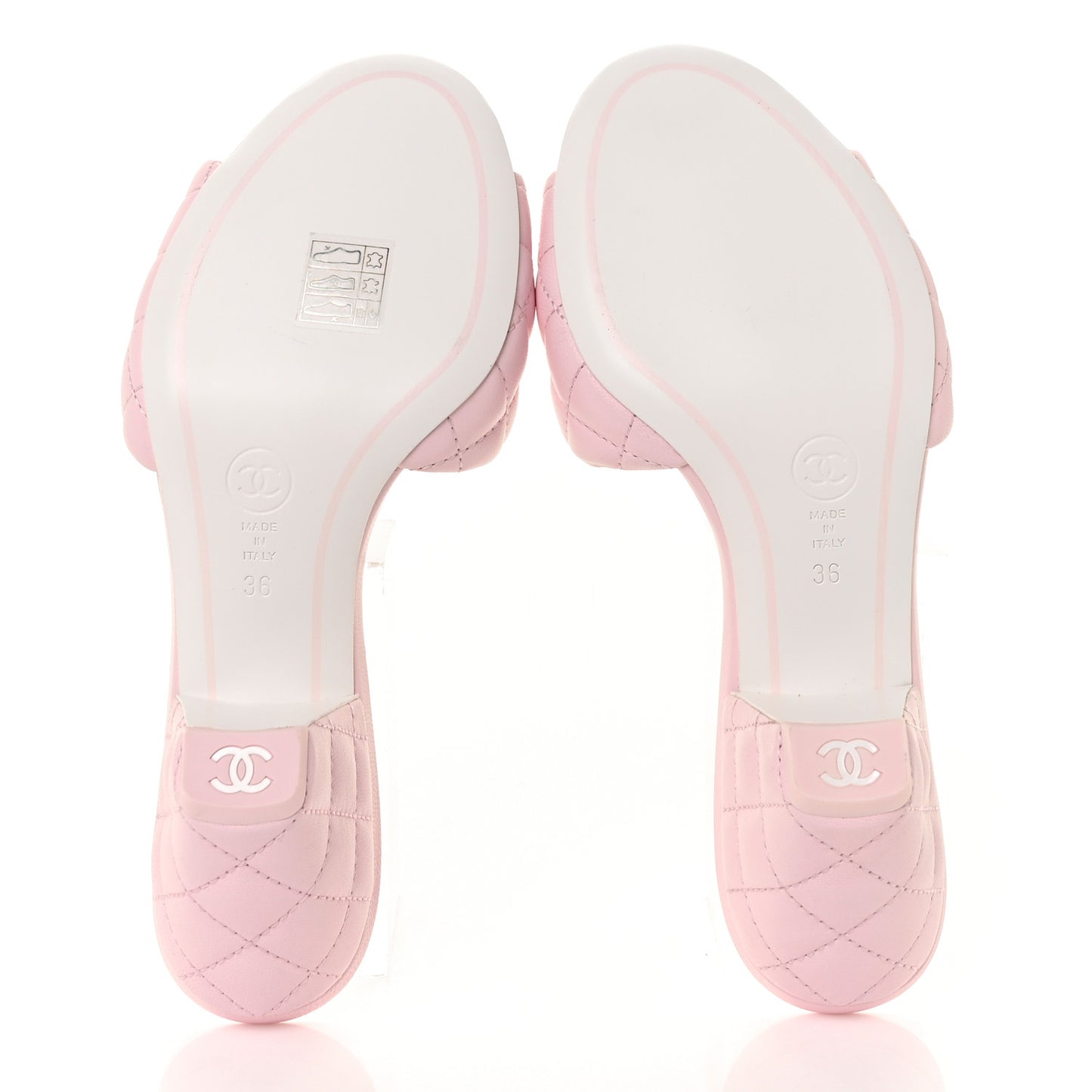 Lambskin Quilted Textured CC Mules 36 Light Pink