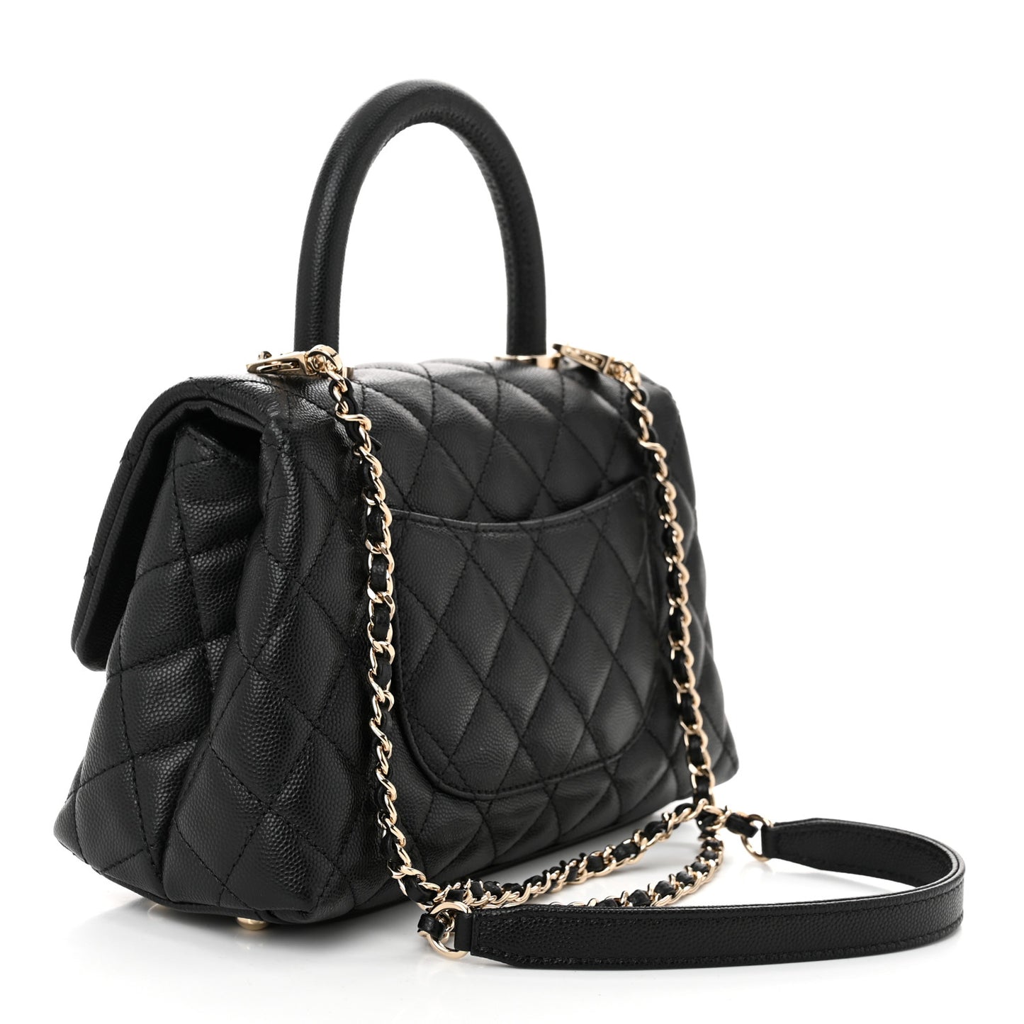 Caviar Quilted Mini Coco Handle Flap Black