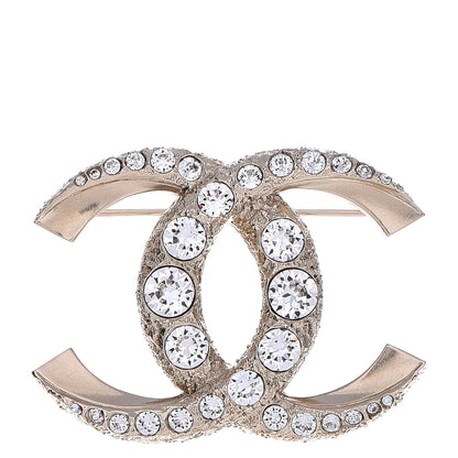Chanel Strass Crystal CC Brooch Light Gold 1 of 6