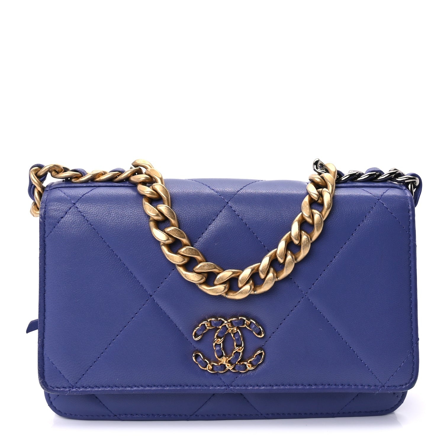 Chanel Lambskin Quilted  19 Wallet On Chain WOC Purple 1 of 8