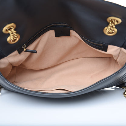 Gucci Calfskin Matelasse Medium GG Marmont Shoulder Bag Black 5 of 8
