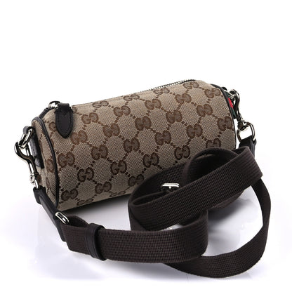 Gucci Monogram Textured Dollar Calfskin Barrel Shoulder Bag Beige Ebony 2 of 8