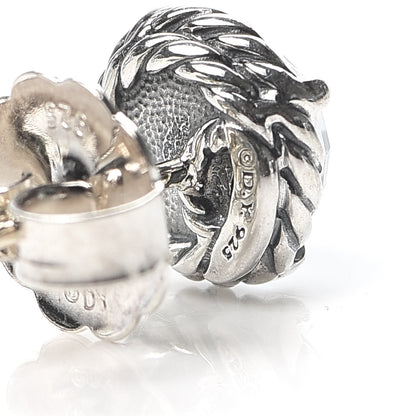 David Yurman Sterling Silver Blue Topaz 8mm Chatelaine Earrings 4 of 4