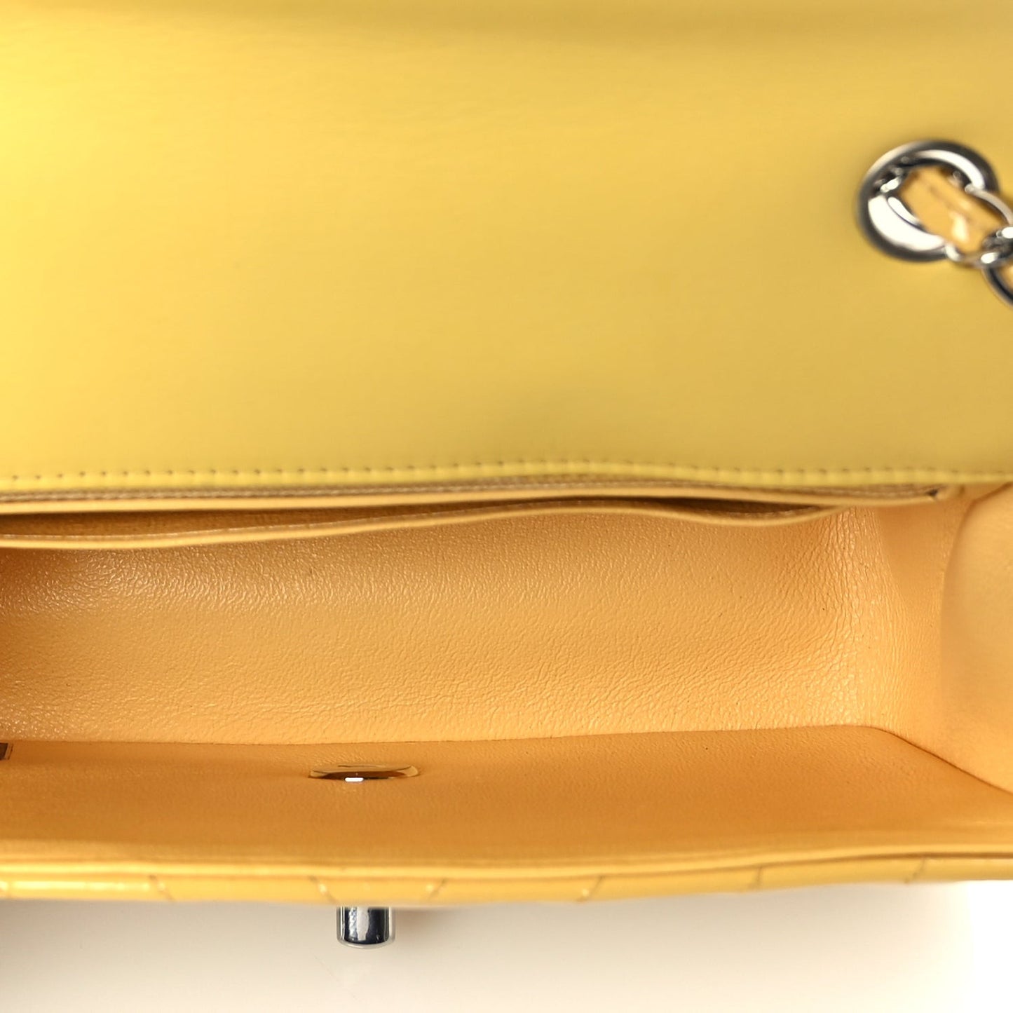 Patent Chevron Quilted Mini Rectangular Flap  Yellow
