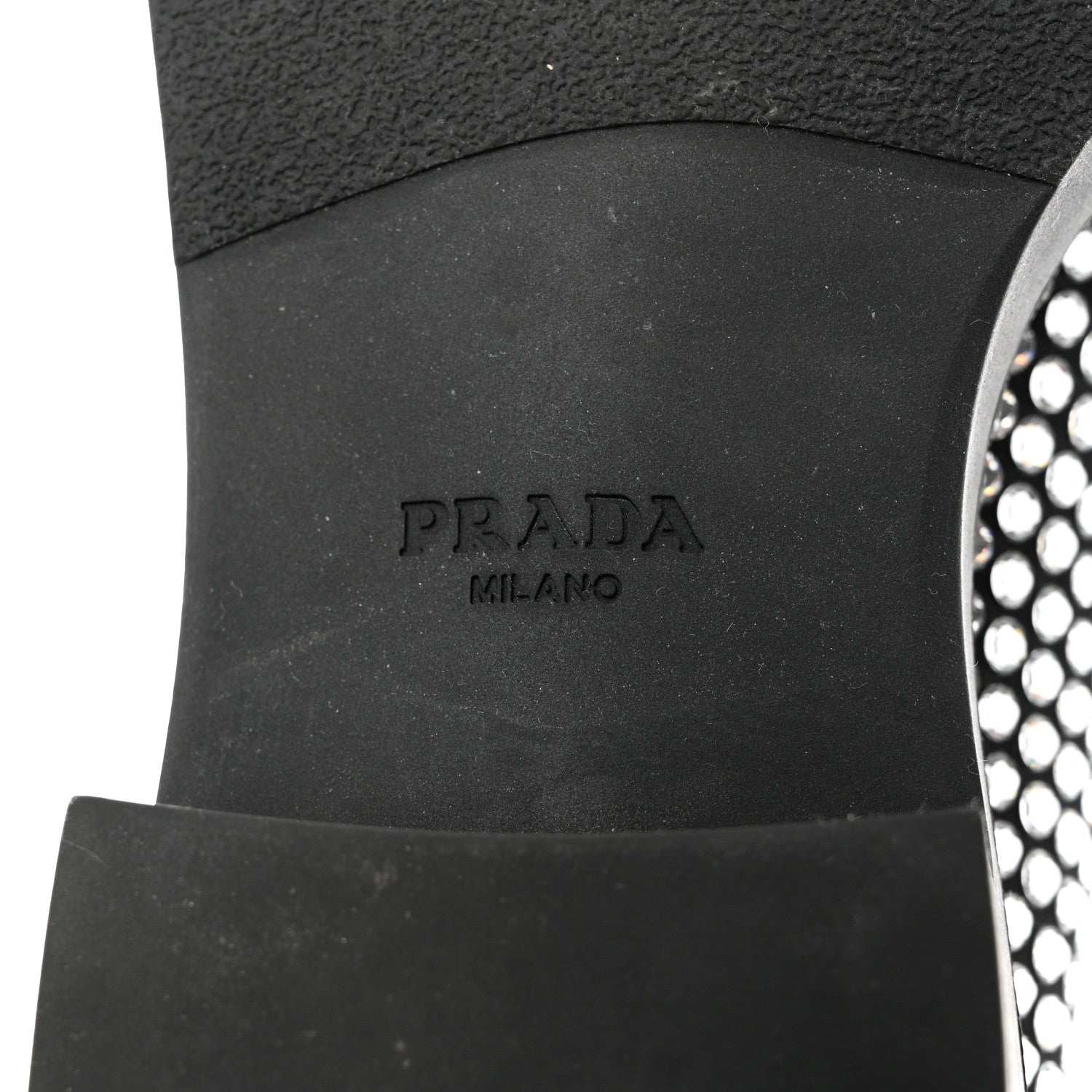 Prada Satin Crystal Metal Triangle Logo 50mm Loafers 39 Cristal 8 of 10