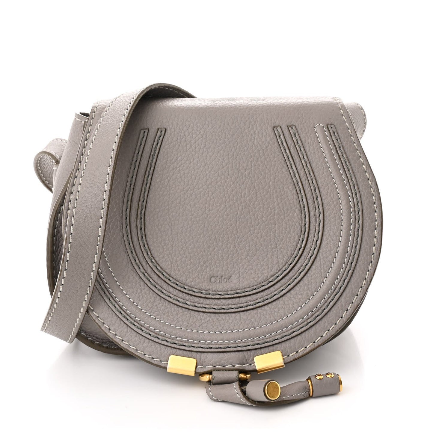 Calfskin Mini Marcie Round Crossbody Bag Cashmere Grey