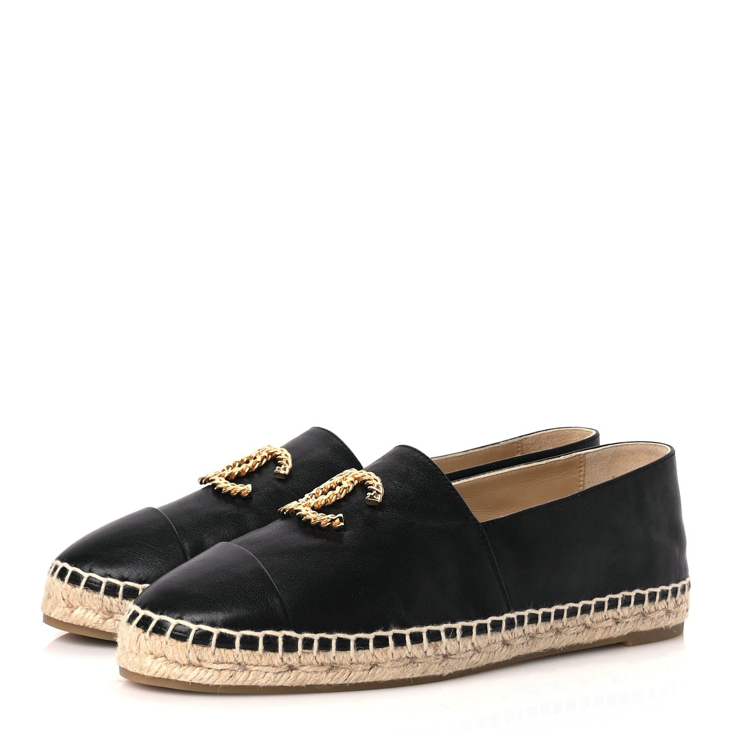 Calfskin Chain CC Espadrilles 40 Black