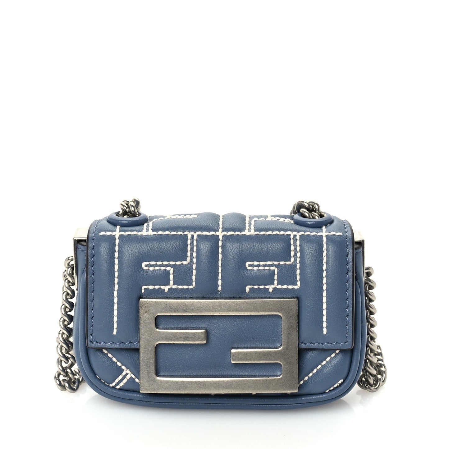 Nappa Matisse FF Embossed Nano Chain Baguette Blue
