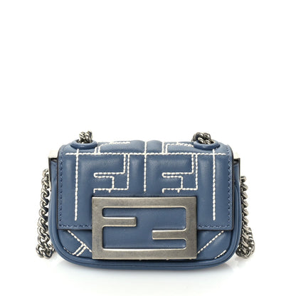 Fendi Nappa Matisse FF Embossed Nano Chain Baguette Blue 1 of 8