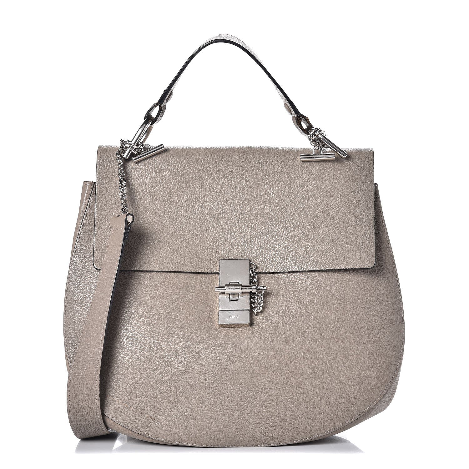 Chloe Grained Lambskin Large Drew Shoulder Bag Motty Grey 1 of 16