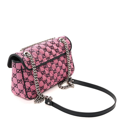 Gucci Monogram Multicolor Matelasse Diagonal Floral Embroidered Small GG Marmont Shoulder Bag Pink Blue Ivory Green Lilac 2 of 8