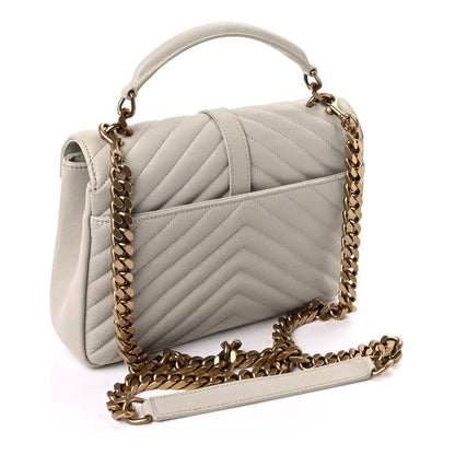 Saint Laurent Sheepskin Matelasse Chevron Monogram Medium College Bag Crema Soft 2 of 7