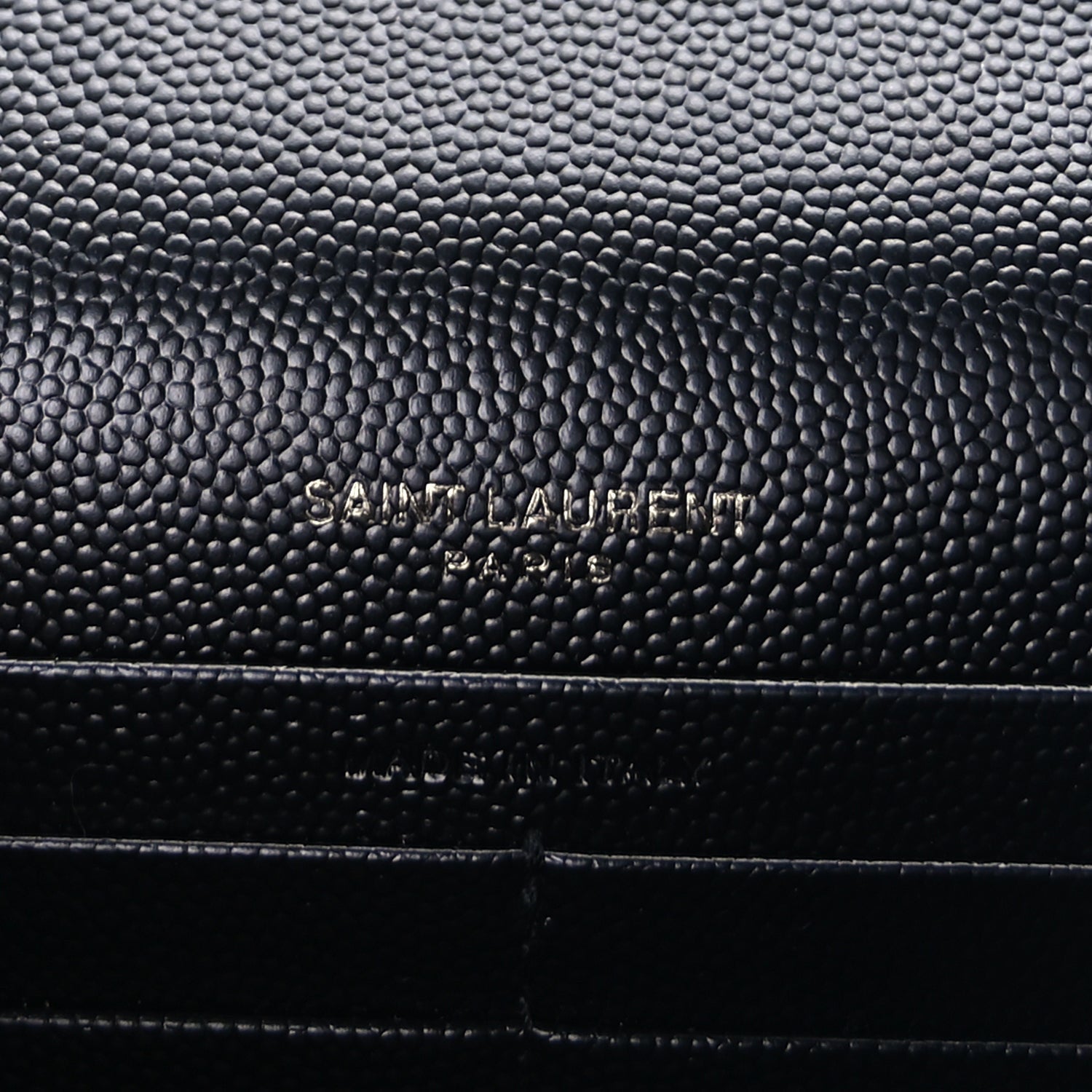 Saint Laurent Grain De Poudre Matelasse Chevron Monogram Monochrome Envelope Chain Wallet Black 5 of 8
