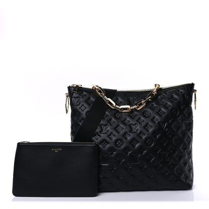 Louis Vuitton Lambskin Embossed Monogram Coussin Hobo MM Black 2 of 9