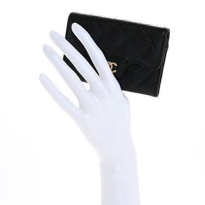 Chanel Caviar Quilted Flap Card Holder Wallet Black 2 of 9