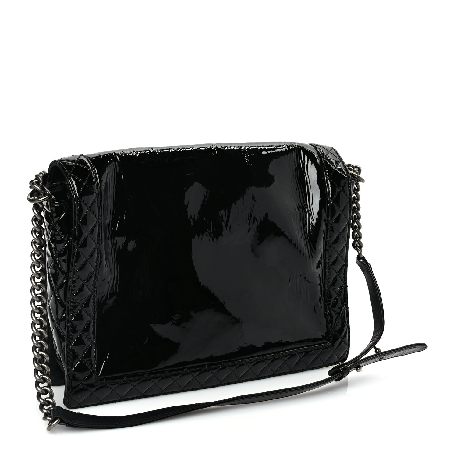 Chanel Patent Large Boy Reverso Flap Black 4 of 27