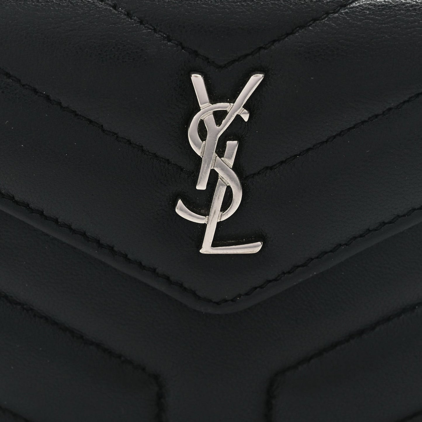 Lambskin Y Quilted Monogram Small Loulou Envelope Wallet Black