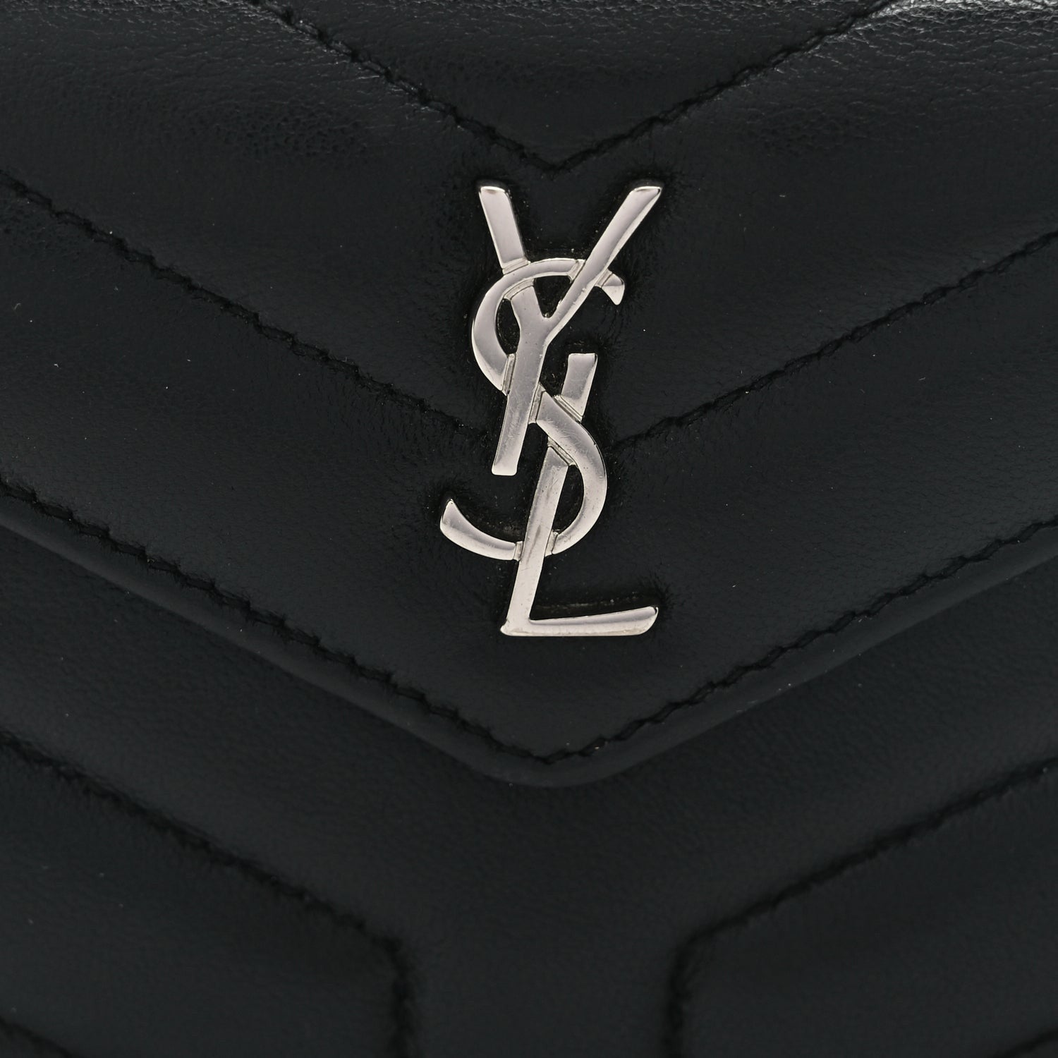 Saint Laurent Lambskin Y Quilted Monogram Small Loulou Envelope Wallet Black 7 of 7
