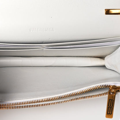 Balenciaga Extra Supple Calfskin Crocodile Embossed Gossip Wallet On Chain Optic White 4 of 8