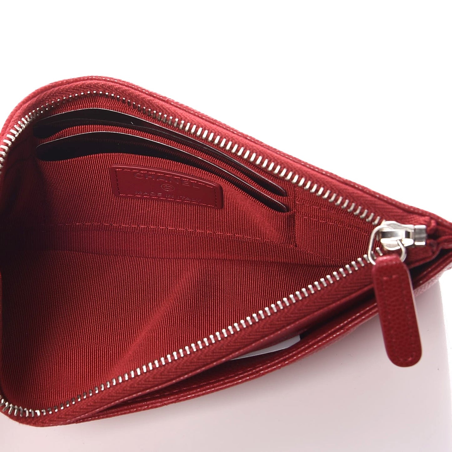 Iridescent Caviar Quilted Classic Zip Pouch Pink