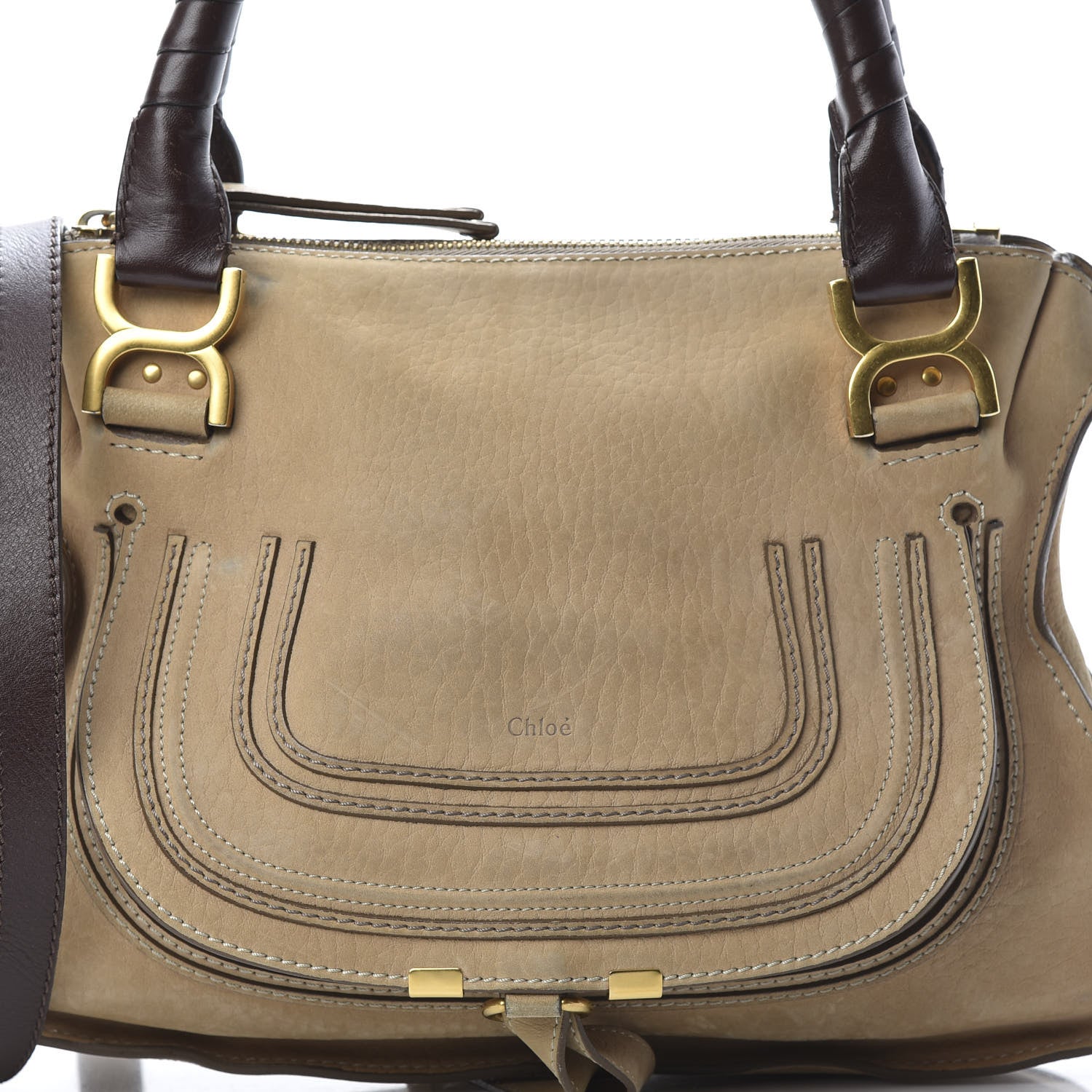 Chloe Nubuck Medium Marcie Satchel Greige 8 of 17